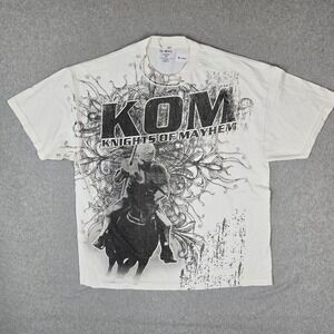 Knights Of Mayhem Men Shirt 2XL White Graphic Knight Grunge Print
